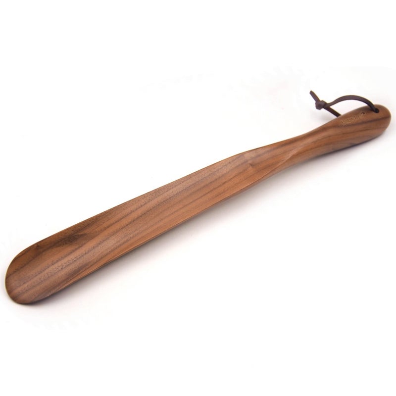 Bamber Wooden Shoe Horn Wood Shoehorn with Handle for Seniors Women Men Kids, 15'' Long, Black Walnut - Image 1